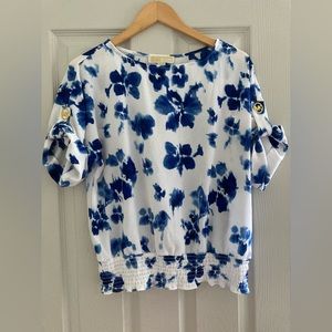 MICHAEL Michael Kors Blue Abstract Floral Blouse Top